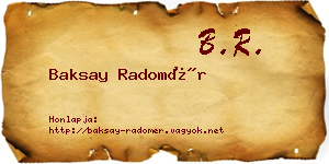Baksay Radomér névjegykártya